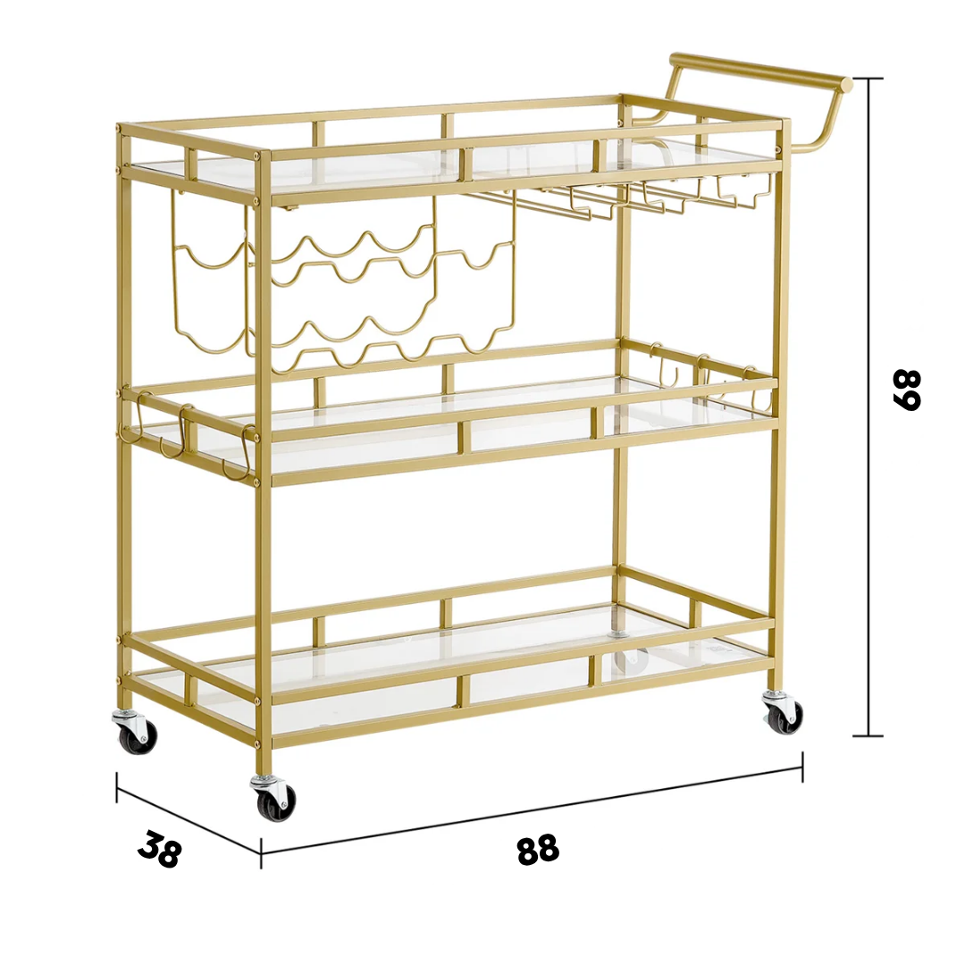 Carrito Auxiliar Bar Aureum 3 Niveles