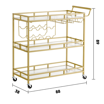 Carrito Auxiliar Bar Aureum 3 Niveles
