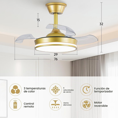 Lámpara de Techo con Ventilador Retráctil Aerodynamic Lux (3 Colores)