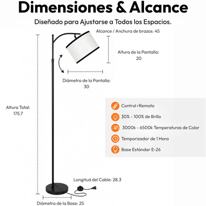 Lámpara de Pie Arqueada Sobrecolgante Eclipse