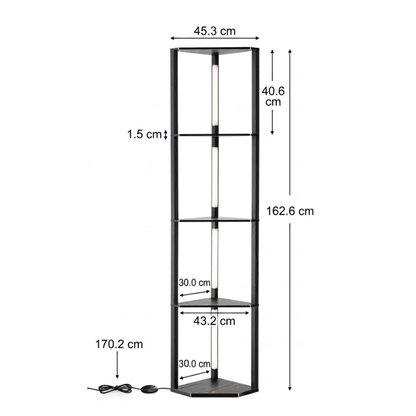 Lámpara de Piso Columnar Ébano con Estantería