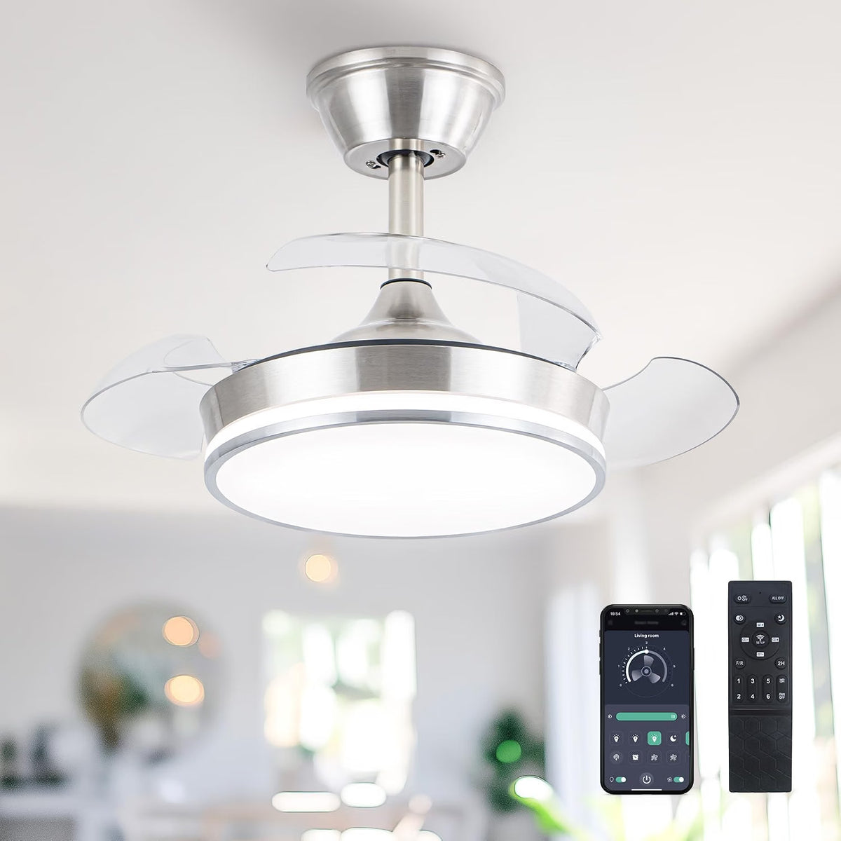 Lámpara de Techo con Ventilador Retráctil Aerodynamic Lux (3 Colores)