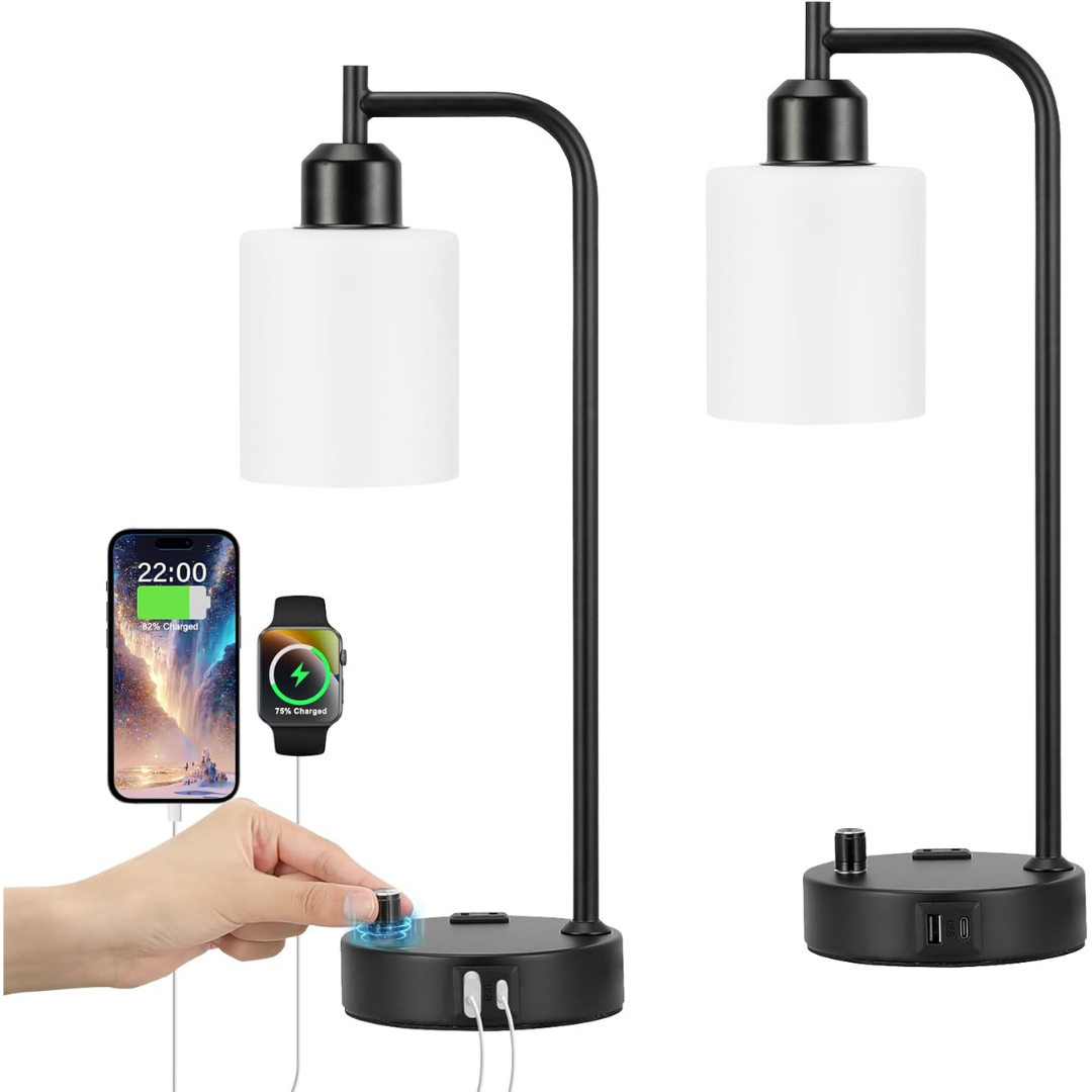 Set de Lámparas de Mesa Versa con Cúpula en Ópalo