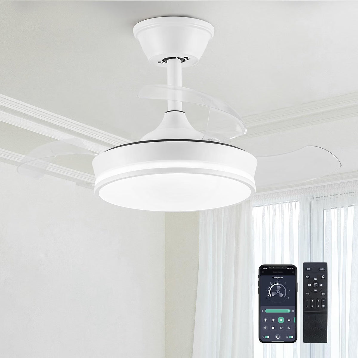Lámpara de Techo con Ventilador Retráctil Aerodynamic Lux (3 Colores)