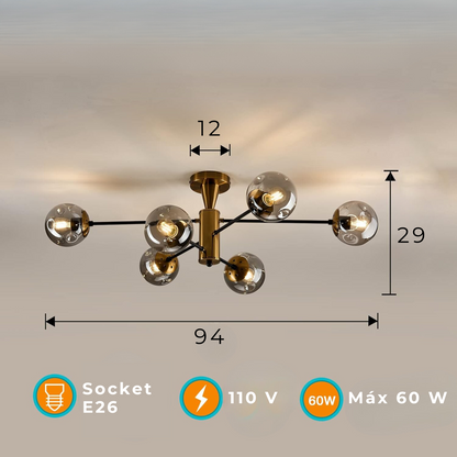 Lámpara De Techo / Empotrada de 100 CM de Ancho con 6 Esferas