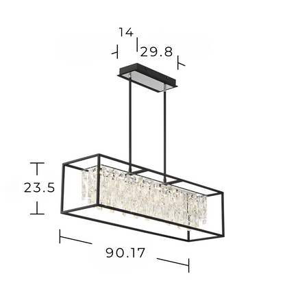 Chandelier / Lámpara Colgante Rectangular Con Cristales