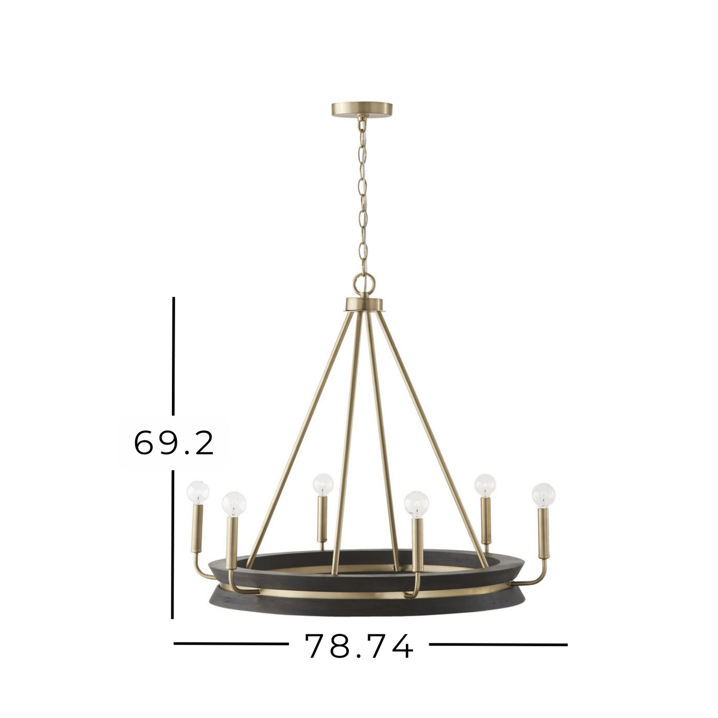 Chandelier / Lámpara Colgante En Madera Importada & Acabados Dorados