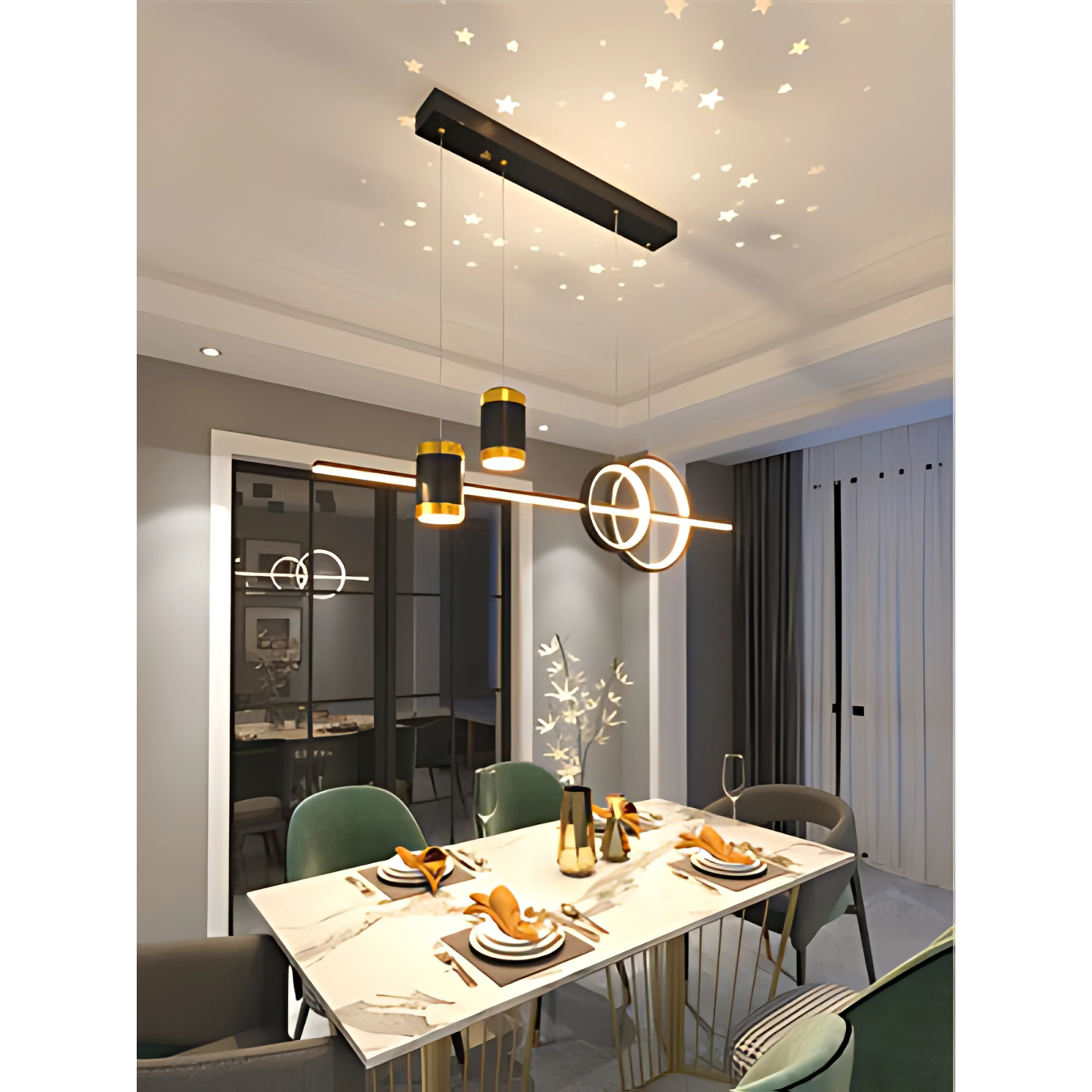 Lámpara Colgante con Aros & Estrellas